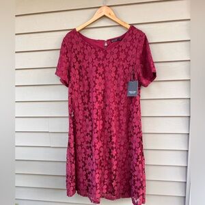 NWT - Mikarose Burgundy Lace Floral Dress - Size XL